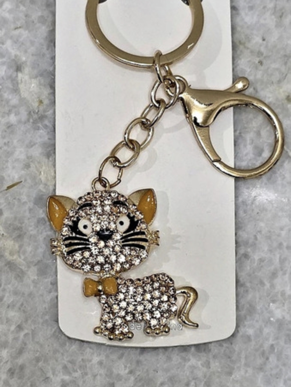Mint Crystal Kitten Cat Keychain Bag Charm NWT